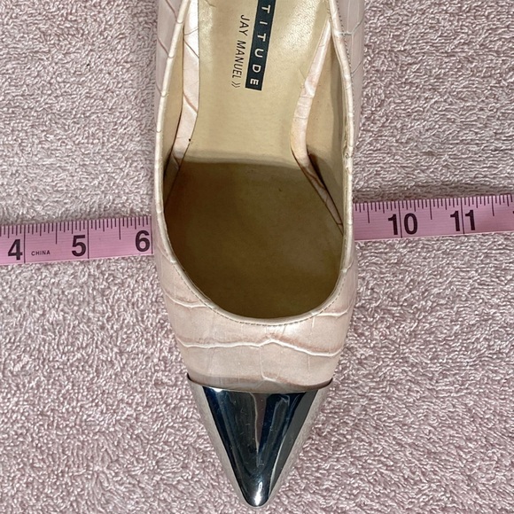 Attitude By Jay Manuel Pink Faux Reptile Leather Pumps With Chrome Toes 7 - Picture 10 of 12